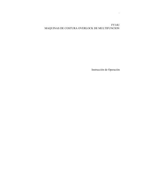 FY14U MAQUINAS DE COSTURA OVERLOCK DE MULTIFUNCION ...