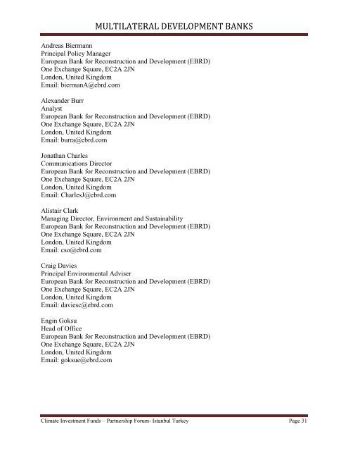 COUNTRY PARTICIPANTS - Climate Investment Funds