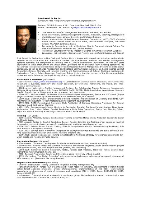 José Pascal da Rocha lives in New York and ... - proconsensus.org