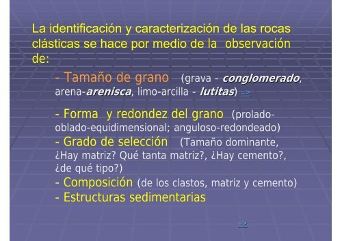 Identificación y clasificación de rocas clásticas - UNAM