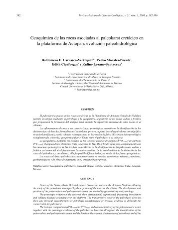 Geoquímica de las rocas asociadas al paleokarst cretácico - Revista ...