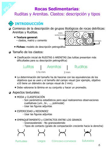 PS-2 Rocas Sedimentarias: Ruditas y Arenitas. Clastos: descripción ...