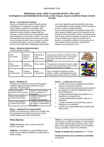 Modelando rocas - Earth Learning Idea