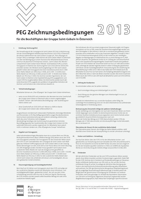 PEG Zeichnungsbedingungen - Saint-Gobain