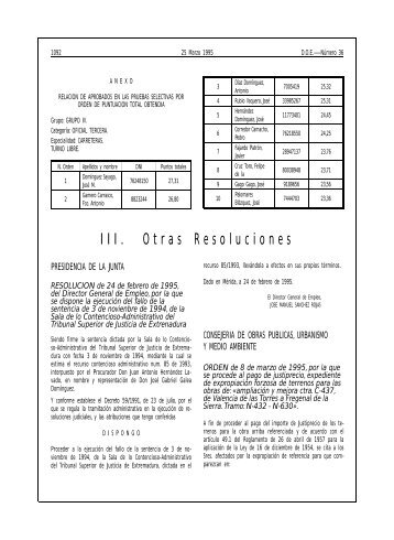 III. Otras Resoluciones - Diario Oficial de Extremadura