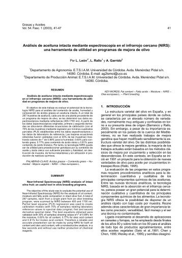 Análisis de aceituna intacta mediante ... - Grasas y Aceites