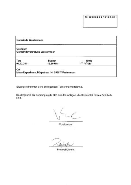 Protokoll Gemeindevertretung 01.12.2011 - Amt Breitenburg