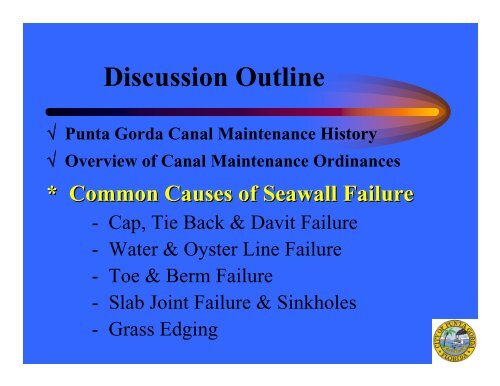 Sewall construction and maintenance - City of Punta Gorda