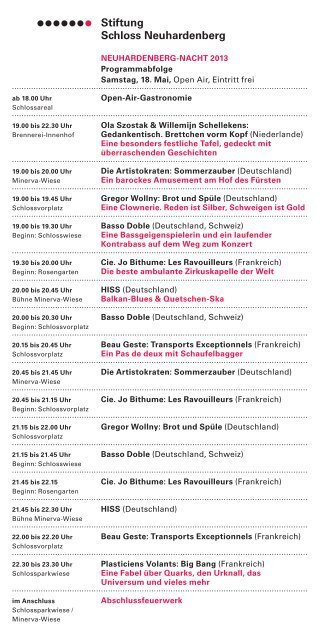 NEUHARDENBERG-NACHT 2013 Programmabfolge Samstag, 18 ...