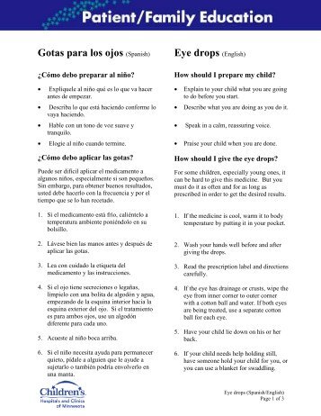 Eye Drops (Spanish) - Children's Hospitals and Clinics of Minnesota