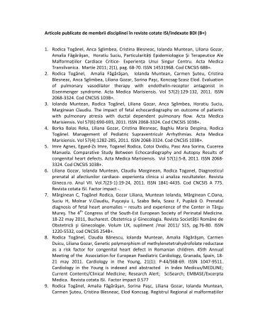 Articole publicate de membrii disciplinei în reviste cotate ISI/indexate ...