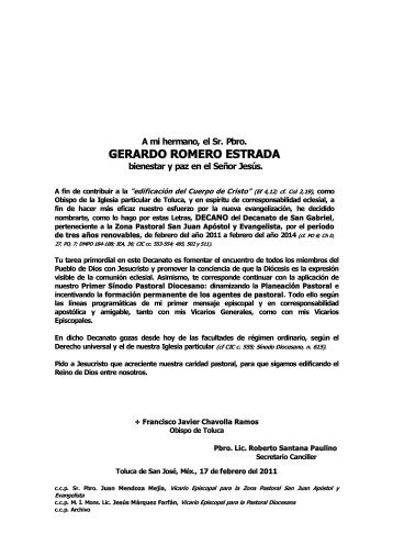 GERARDO ROMERO ESTRADA - Diócesis de Toluca