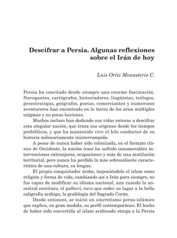 Descifrar a Persia. Algunas reflexiones sobre el Irán de hoy