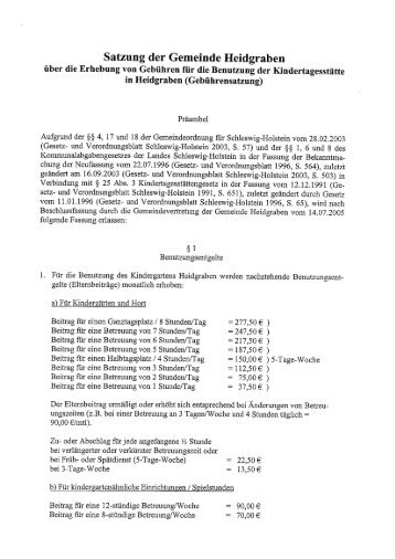 Satzung der Gemeinde Heidgraben - beim Amt Moorrege