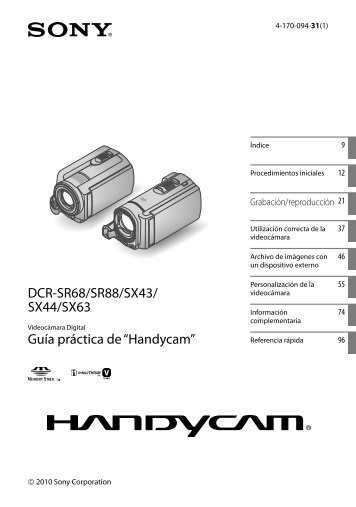 Guía práctica de “Handycam” DCR-SR68/SR88/SX43/ SX44 ... - Sony