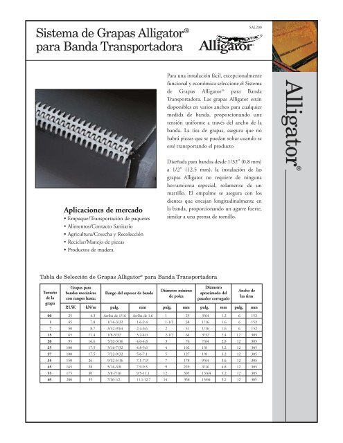 Grapas Alligator Para Bandas Transportadoras - Kit De 2 Piezas, Unión Para Cintas De Goma/caucho, Industriales (600x16x16 Mm)