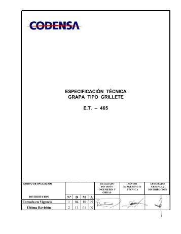 ESPECIFICACIÓN TÉCNICA GRAPA TIPO GRILLETE ... - Codensa