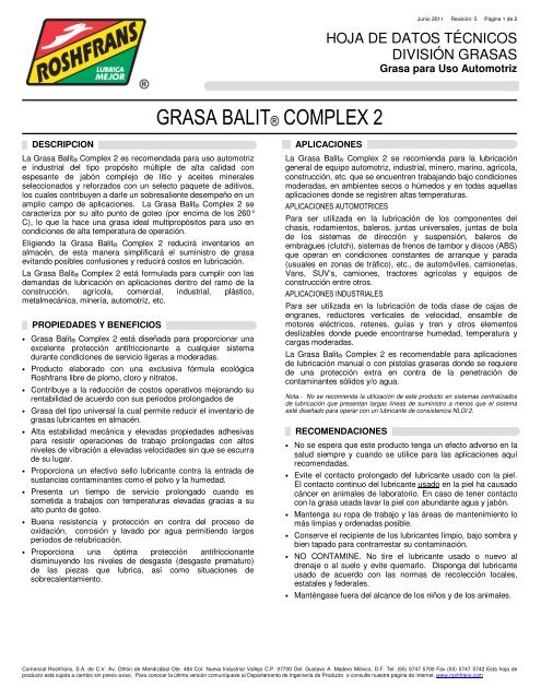 GRASA BALIT® COMPLEX 2 - Roshfrans