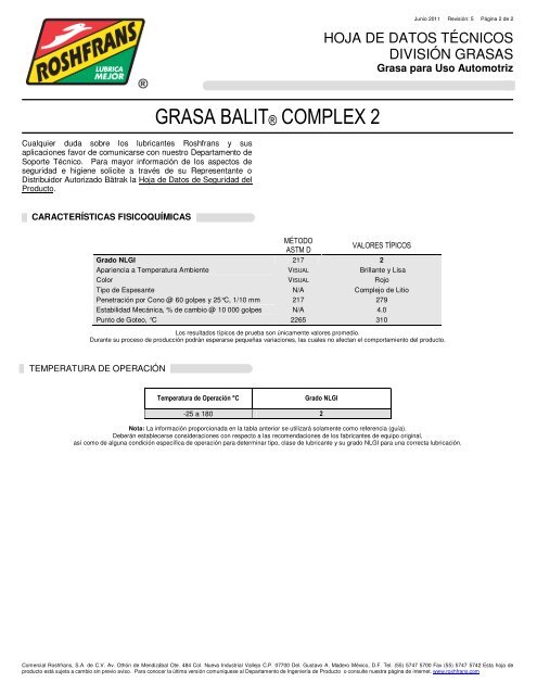GRASA BALIT® COMPLEX 2 - Roshfrans
