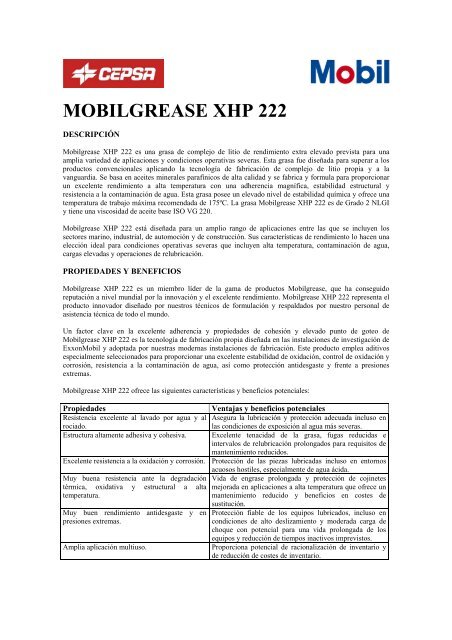 MOBILGREASE XHP 222 - Cepsa