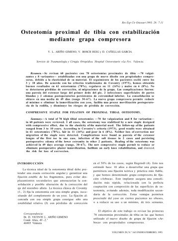 Osteotomía proximal de tibia con estabilización mediante grapa ...