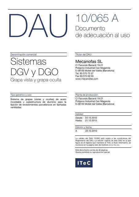 SISTEMA DE GRAPA VISTA (DGV) - ITeC