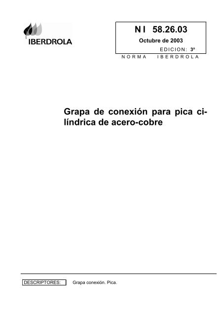 Grapa de conexión para pica ci- líndrica de acero-cobre N I  58.26.03