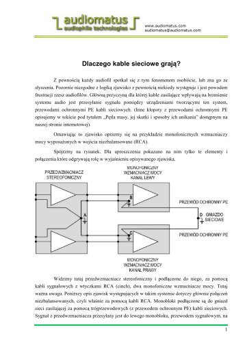 Dlaczego kable sieciowe grają? (plik pdf 291kb) - Audiomatus