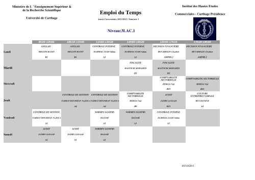 Emploi du Temps - IHEC