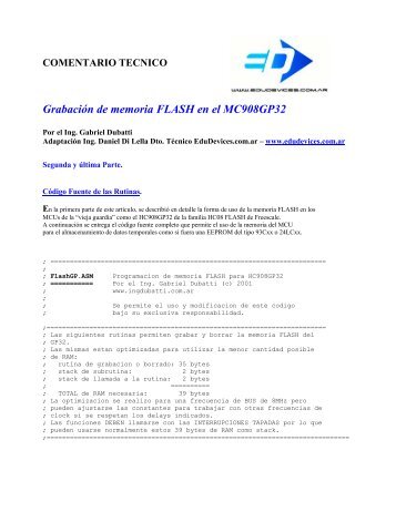 Grabación de memoria FLASH en el MC908GP32 - Edudevices