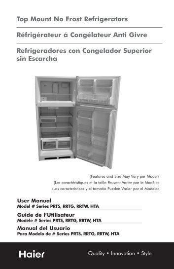 Top Mount No Frost Refrigerators Réfrigérateur á Congélateur Anti ...