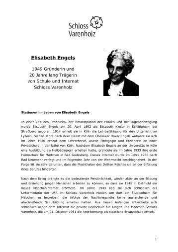 Biographie von Elisabeth Engels - Schloss Varenholz