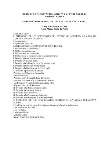 DERECHOS DE LOS FUNCIONARIOS EN LA LEY DE CARRERA ...