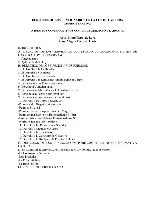 Melancólico Educación el viento es fuerte DERECHOS DE LOS FUNCIONARIOS EN LA LEY DE CARRERA ...