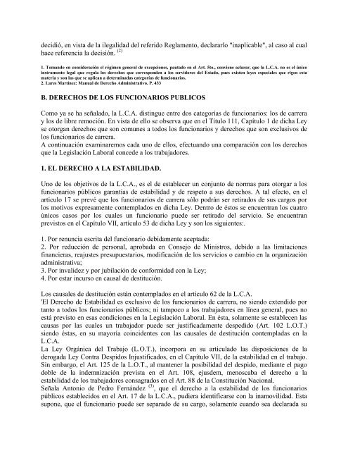 DERECHOS DE LOS FUNCIONARIOS EN LA LEY DE CARRERA ...