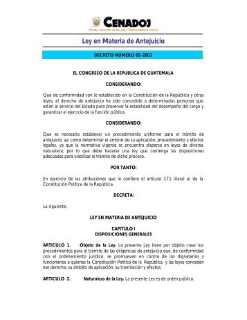 DECRETO NUMERO 85-2002 - Organismo Judicial