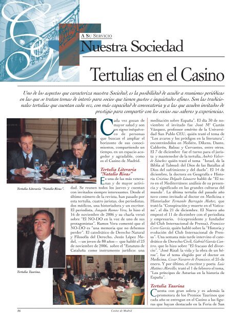 Tertulias en el Casino - Casino de Madrid