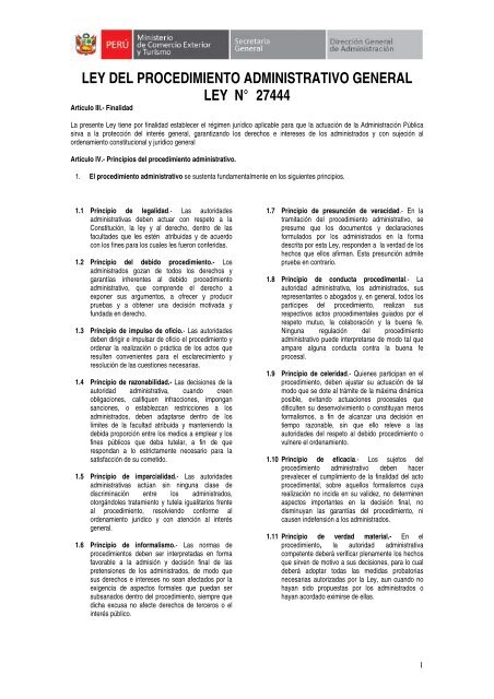 ley del procedimiento administrativo general ley n° 27444