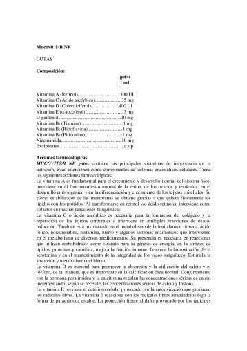 Mucovit ® B NF GOTAS Composición: gotas 1 mL Vitamina ... - Hersil