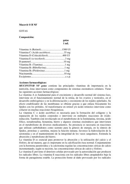 Mucovit ® B NF GOTAS Composición: gotas 1 mL Vitamina ... - Hersil
