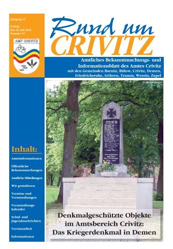 Öffentliche Bekanntmachung - Amt Crivitz