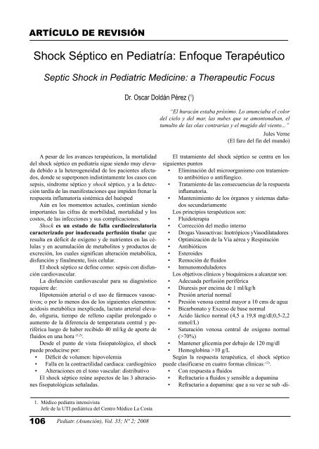 Shock Séptico en Pediatría: Enfoque Terapéutico - SciELO