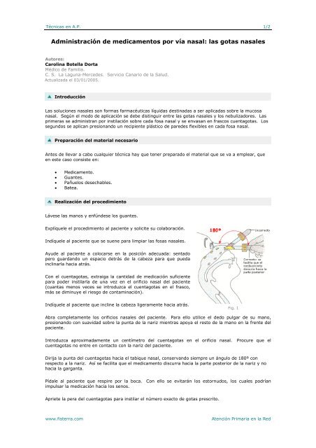 Administración de medicamentos por vía nasal: las gotas ... - Fisterra