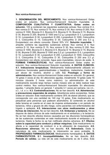 Nux vomica-Homaccord 1. DENOMINACIÓN DEL ... - Heel