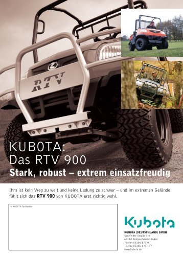KUBOTA: Das RTV 900 - Kurt Schlotter KG