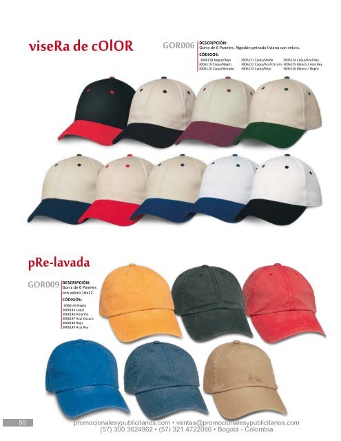 Catalogo Gorras - Promocionales & Publicitarios