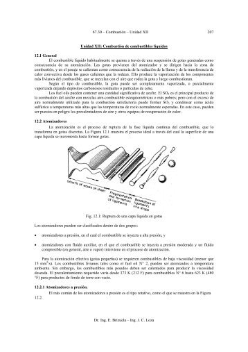 67.30 – Combustión – Unidad XII Dr. Ing. E. Brizuela – Ing. JC Loza ...