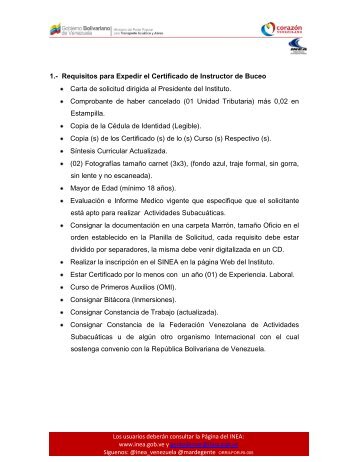 1.- Requisitos para Expedir el Certificado de Instructor de ... - INEA