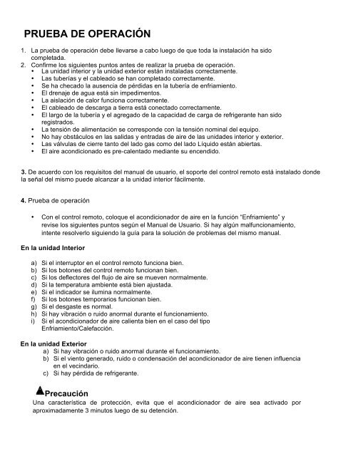 PISO TECHO Manual de instalación - climas | aire acondicionado