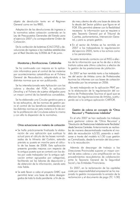 Actividades de gestión - Seguridad Social